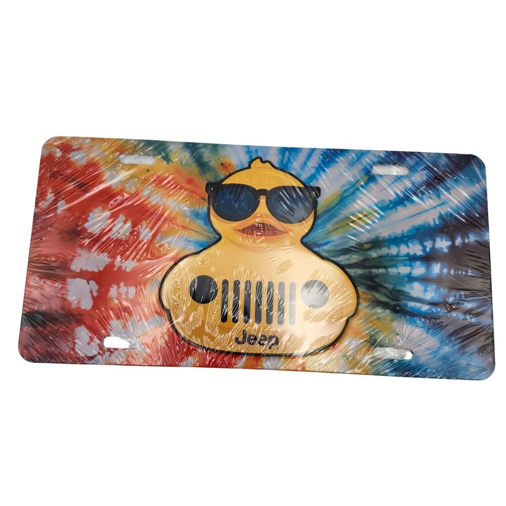 Jeep Yellow Rubber Duck Cool Sunglasses Tie-Dye Aluminum Vanity License Plate